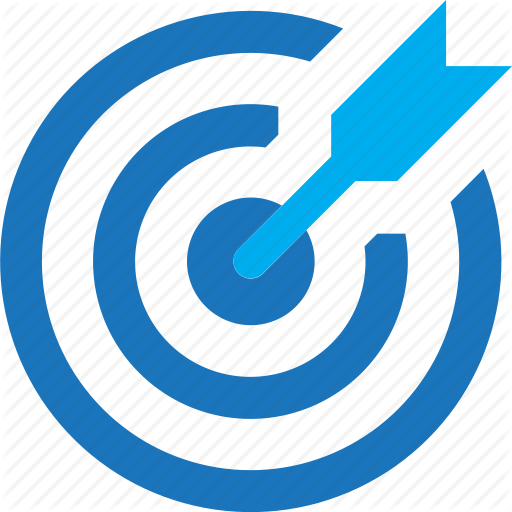 A blue target with a blue arrow in the bullseye representing the targetted approach of our GIS modules